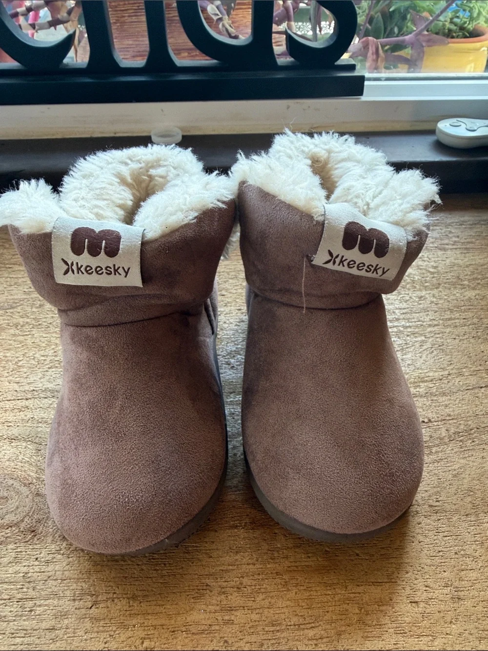 Keesky toddlers Brown Faux-Suede Winter Boots with Sherpa Lining